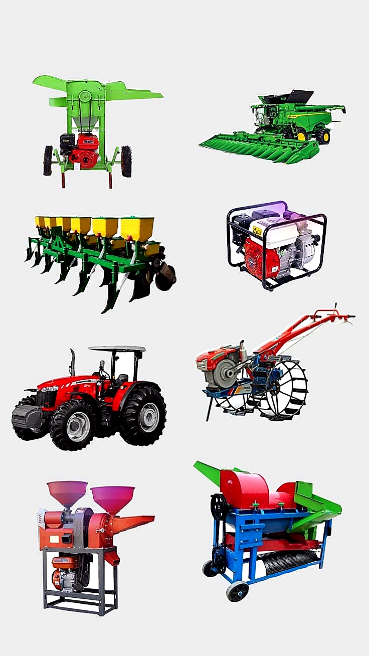Assorted agricultural implements for custom farm packages